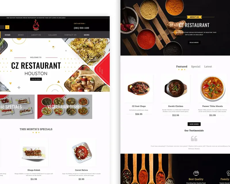 Website design for CZ Restaurant