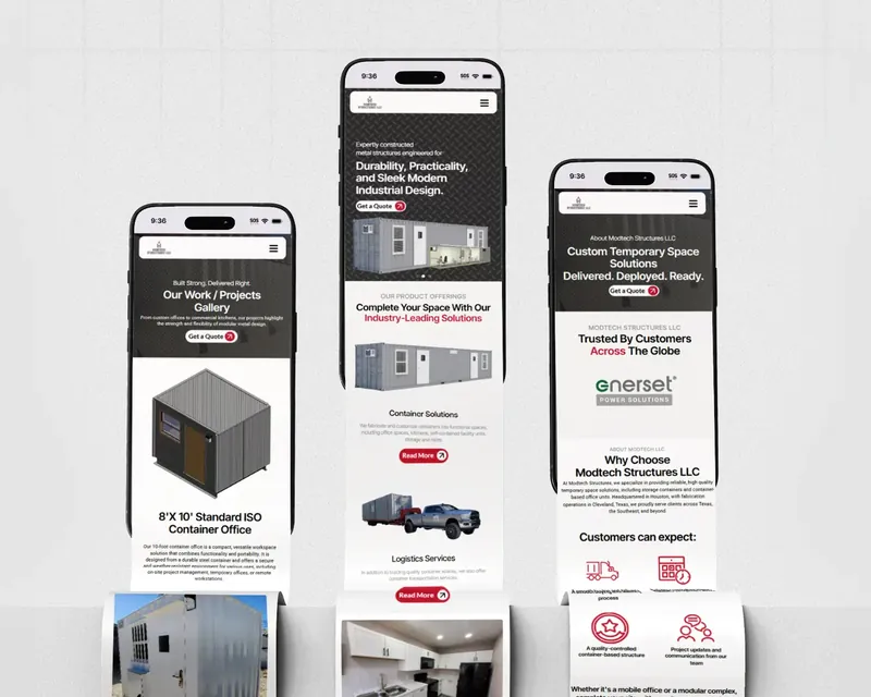 Website design for ModTech Structure