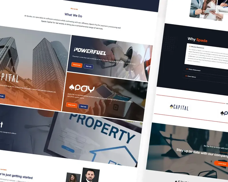 Website design for Spade Corporate